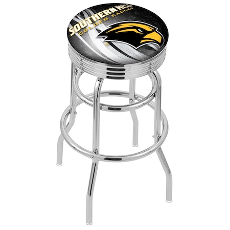Holland Bar Stool Co 25" Chrome 2-Ring Southern Miss Swivel Bar Stool, Accent Ring L7C3C25SouMis-D2